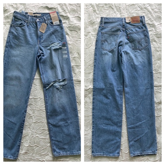 Levi’s ‘94 Baggy Mid Rise Straight Leg Jeans Distressed Medium Blue 25 26 29 30 - Picture 9 of 15